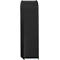 A black cabinet with a ribbed surface.