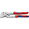 Twee Knipex waterpomptangen. Metalen tangen met rode en blauwe handgrepen, in detail te zien.