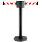 Black barrier with a red and white striped band, for crowd control systems.