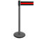 Gray barrier post with black head, red tape. Stands on a round base.