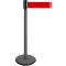Grey stanchion with a red band stretched horizontally.