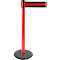Red stanchion with black band and black base. The band is red and black striped.