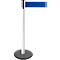 Barrier post with blue band, white column and black base.