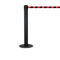 Black stanchion with red and black striped belt. On a white background.