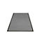 Paillasson rectangulaire gris avec une bordure sombre sur fond blanc.