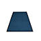 Paillasson rectangulaire bleu foncé avec bordure noire sur fond blanc.