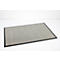 Paillasson gris rectangulaire avec bordure noire sur fond blanc neutre.