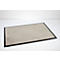 Paillasson rectangulaire gris avec une bordure noire sur fond clair.