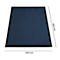 Tapis bleu foncé avec bords noirs, dimensions 600 x 850 mm.