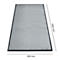Tapis gris clair avec bord noir, dimensions : 1500 x 850 mm.