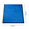 Paillasson bleu avec une bordure noire, dimensions : 600 x 900 mm.