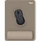 Tapis de souris beige avec repose-poignet. Le logo "Fellowes" se trouve dans le coin supérieur droit.