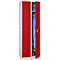 Taquilla, 2 puertas, An 800 x Al 1800 mm, cerradura de cilindro, gris luminoso/rojo
