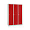 Taquilla, 3 puertas, An 1200 x Al 1800 mm, cierre de pasador giratorio, gris luminoso/rojo