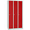 Taquilla, 3 puertas, An 900 x Al 1800 mm, cierre de pasador giratorio, gris luminoso/rojo