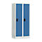 Taquilla escolar, anchura del compartimento 300 mm, cerradura de cilindro de seguridad, 2 compartimentos, gris luminoso/azul brillante