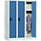 Taquilla escolar, anchura del compartimento 300 mm, cerradura de cilindro de seguridad, 3 compartimentos, gris luminoso/azul brillante