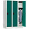 Taquilla escolar, anchura del compartimento 300 mm, cerradura de cilindro de seguridad, 3 compartimentos, gris luminoso/verde ópalo