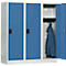 Taquilla escolar, anchura del compartimento 400 mm, 3 compartimentos, gris luminoso/azul brillante