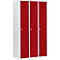Taquilla Schäfer Shop Select, con 3 compartimentos, cerradura de pestillo giratorio, puerta roja