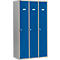 Taquilla Schäfer Shop Select de 3 compartimentos, cerradura con pestillo giratorio, plata claro/azul genciana