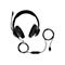 Schwarzes Headset mit Mikrofon, Kabel und USB-Anschluss auf weiÃŸem Hintergrund.