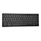 Schwarze Tastatur mit weißen Buchstaben und Zeichen. Tastenanordnung: QWERTZ.