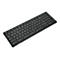 Schwarze, kompakte Targus-Tastatur mit deutschem QWERTZ-Layout auf weißem Hintergrund.