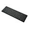 Schwarze kabellose Targus Tastatur mit deutschem Layout auf weißem Hintergrund.