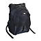 Schwarzer Laptop-Rucksack, rechteckig, gepolstert, mit Trägern und diversen Fächern.