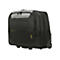 Schwarzer Trolley-Rucksack mit grauem Akzent, gelbem Schriftzug und Rollen. Marke: Targus.