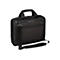 Schwarze Laptoptasche mit Tragegriff und Schultergurt, Hersteller: Targus.