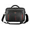 Schwarze Laptoptasche mit roter Akzentfarbe. Mit Schulterriemen und Tragegriff. Marke: Targus.