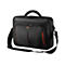 Schwarze Laptoptasche mit Tragegriff, Schultergurt und roter Akzentfarbe. Marke: Targus.