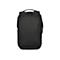 Sac à dos noir avec deux poignées supérieures et une poignée supplémentaire à l'arrière. Poche avant.
