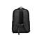 Schwarzer Rucksack von hinten, gepolsterte TrÃ¤ger, verstellbarer Brustgurt.