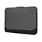 Dunkelgraue Laptoptasche mit schwarzem Boden. Der Reißverschluss verläuft entlang der Oberkante. Der Markenname Targus ist auf der Tasche abgebildet.