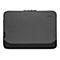 Dunkelgraue Laptop-Hülle von Targus mit Reißverschluss und EcoSmart-Logo.