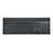 Vue aérienne d'un clavier noir avec de nombreuses touches, dont des lettres, des chiffres et des touches de fonction. "eco/smart" est en haut à gauche et "Targus" est à droite.