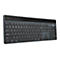 Vue de dessus d'un clavier Targus sans fil, gris anthracite avec des points blancs, sur fond blanc.