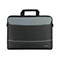 Schwarze Laptoptasche mit grauem Akzent, Tragegriff und Reißverschluss. Das Logo 'Targus' ist unten rechts platziert.