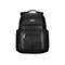 Schwarzer Rucksack mit mehreren Fächern und Reißverschlüssen, Marke Targus.