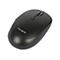 Schwarze Funkmaus der Marke Targus. Oben befinden sich die Maustasten, ein Scrollrad und ein Logo.