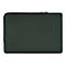 Housse d'ordinateur portable vert foncé avec fermeture éclair noire.