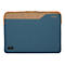 Housse d'ordinateur portable bleue avec design orange. Logos "Targus" et "eco/smart" visibles.