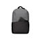 Grau-schwarzer Rucksack mit Tablet-Tasche, ReiÃŸverschluss und schwarzem Griff.