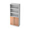TARVIS combi-boekenkast, 5 OH, 3 open vakken + 2 deuren met greep, B 800 x D 420 x H 2004 mm, wit/notenhoutdecor