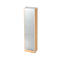 Tall, narrow cabinet with a slatted door and light wood frame. A simple handle is at the bottom.