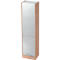 Light wood cabinet with roller shutter door. A narrow handle at the bottom, the sides are made of light wood.