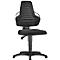 Black office chair, ergonomically designed, with high backrest and armrests.